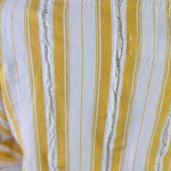 Lou & Grey Skip Doppy Tie-Front Fray Hem Striped Yellow Size Small - Picture 5 of 8
